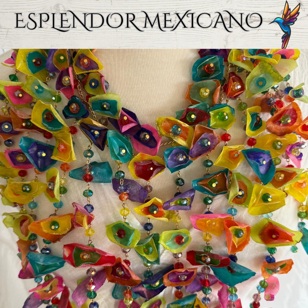 Mexican Artisanal handmade Necklace set with Earrings/Made by Artisans/Made in Mexico/Bohemian Style/Ethnic Jewelry/ Traditional Mexican