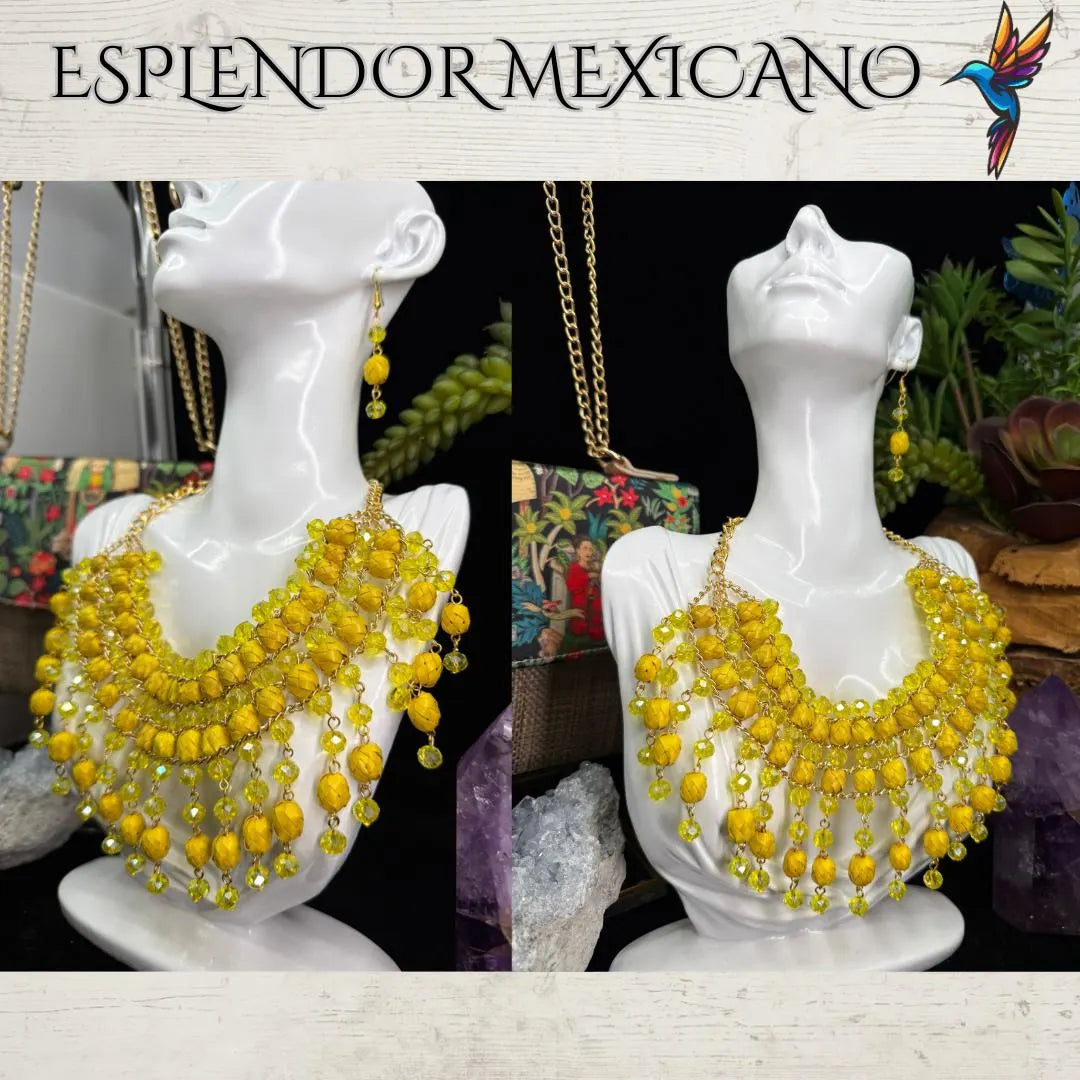 Golden Glow Statement Necklace Set