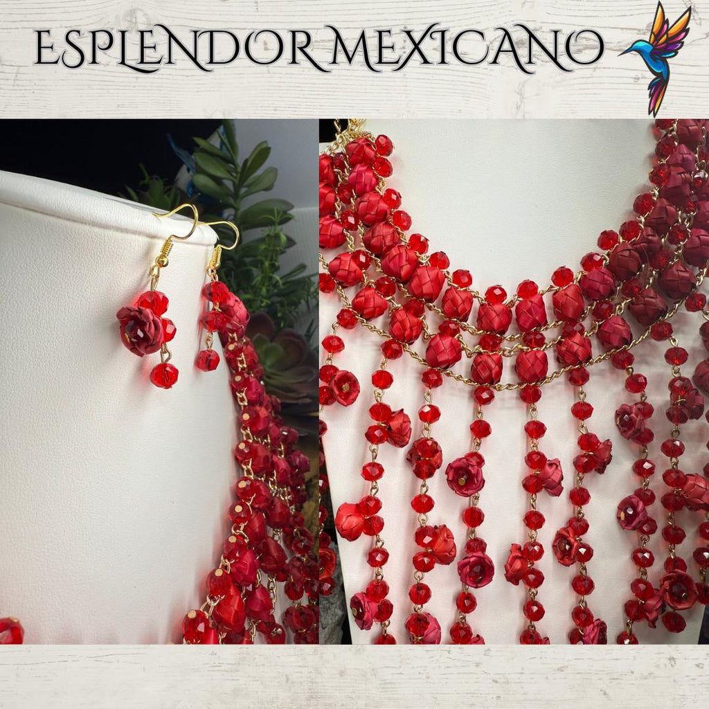 ❤️ Cascada Roja Statement Necklace Set