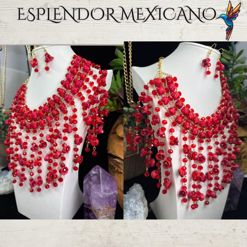 ❤️ Cascada Roja Statement Necklace Set