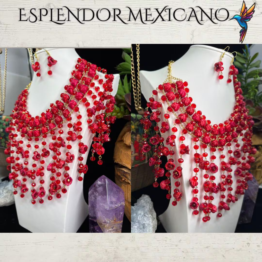 ❤️ Cascada Roja Statement Necklace Set