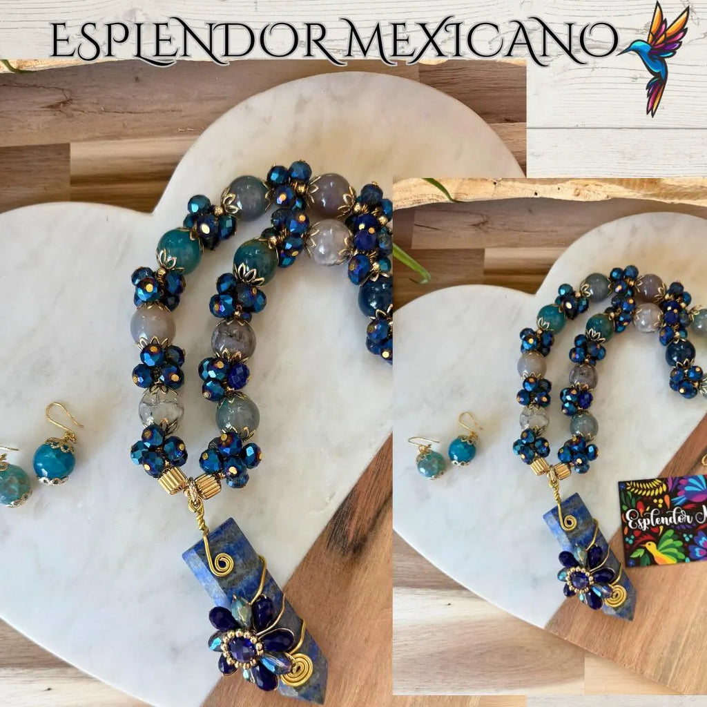 💙 Agate & Lapis Lazuli Necklace Set