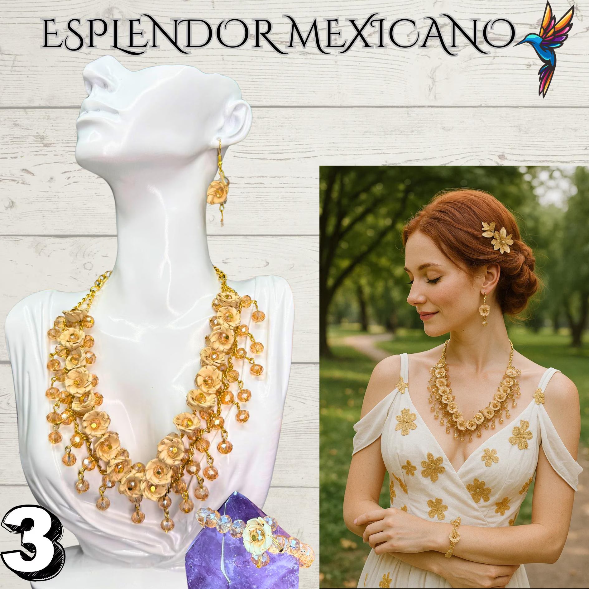 Mexican Artisanal Palm Necklace Jewelry Set/Palm Necklace & Earrings/Mexican Jewelry/Ethnic Necklace/Latina Style/Handmade in Mexico/Boho