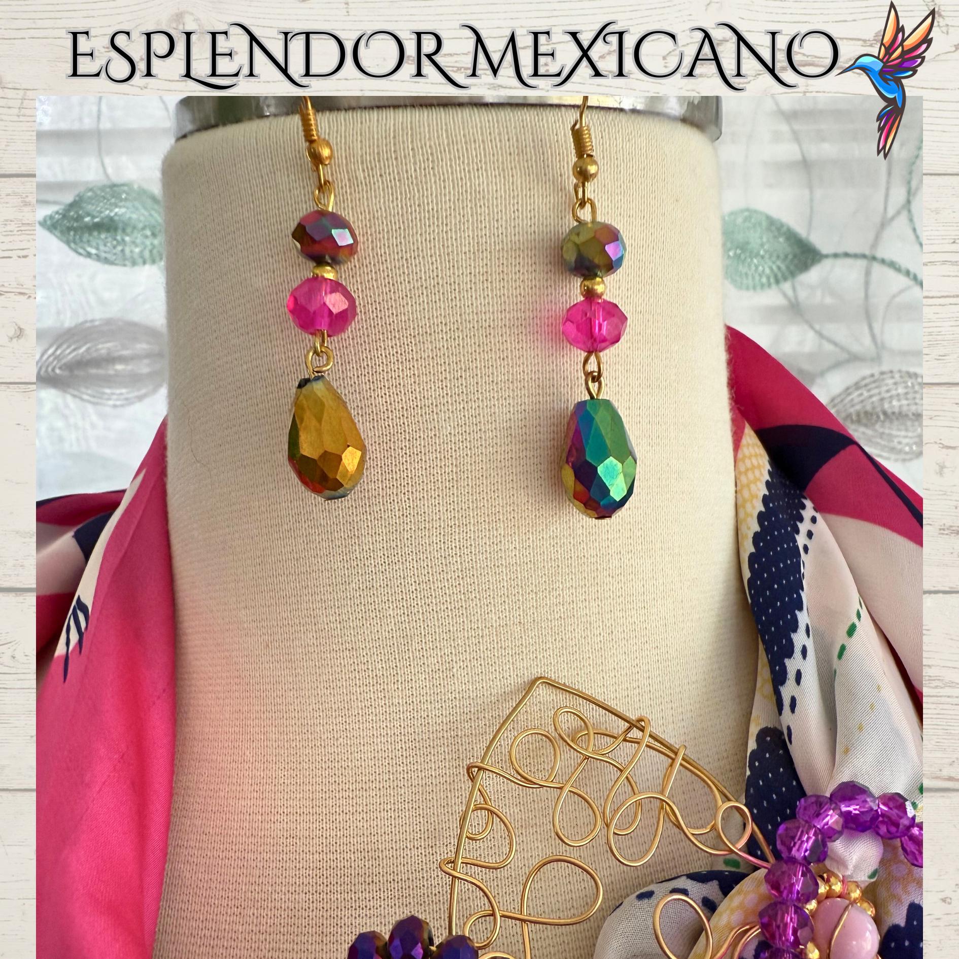 🩷 Handcrafted Beaded Scarf Set with Ceramic Butterfly Pendant