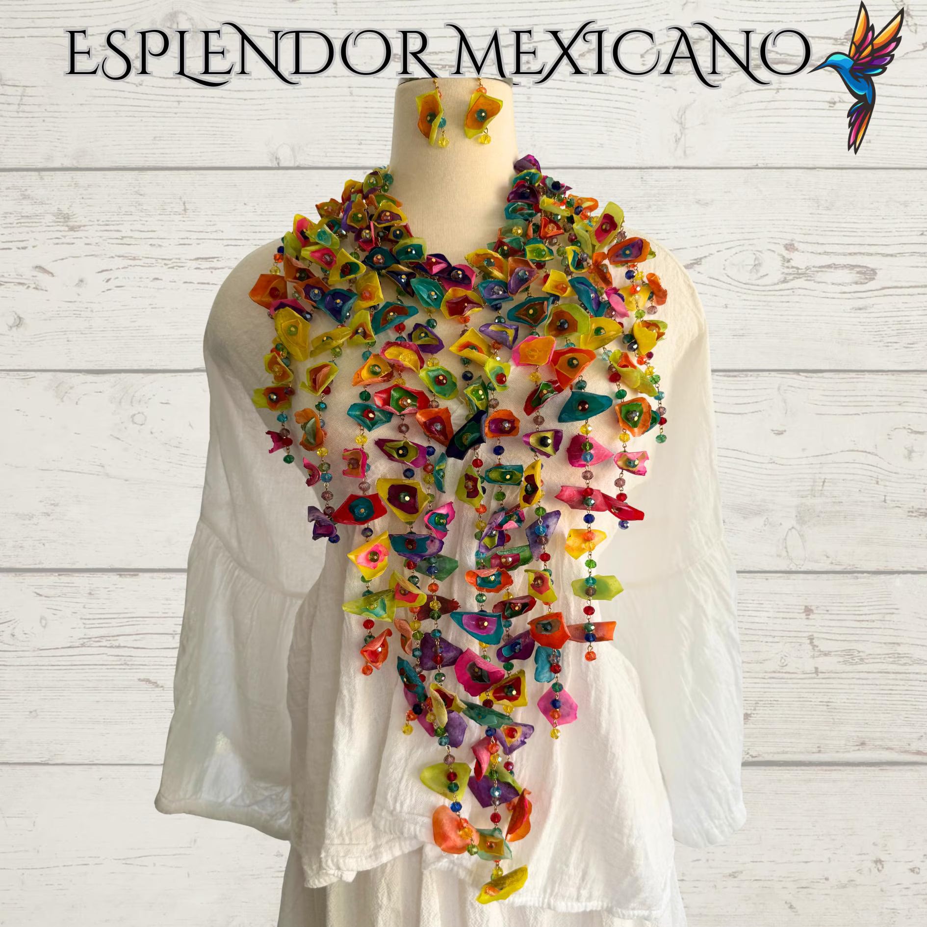 Mexican Artisanal handmade Necklace set with Earrings/Made by Artisans/Made in Mexico/Bohemian Style/Ethnic Jewelry/ Traditional Mexican