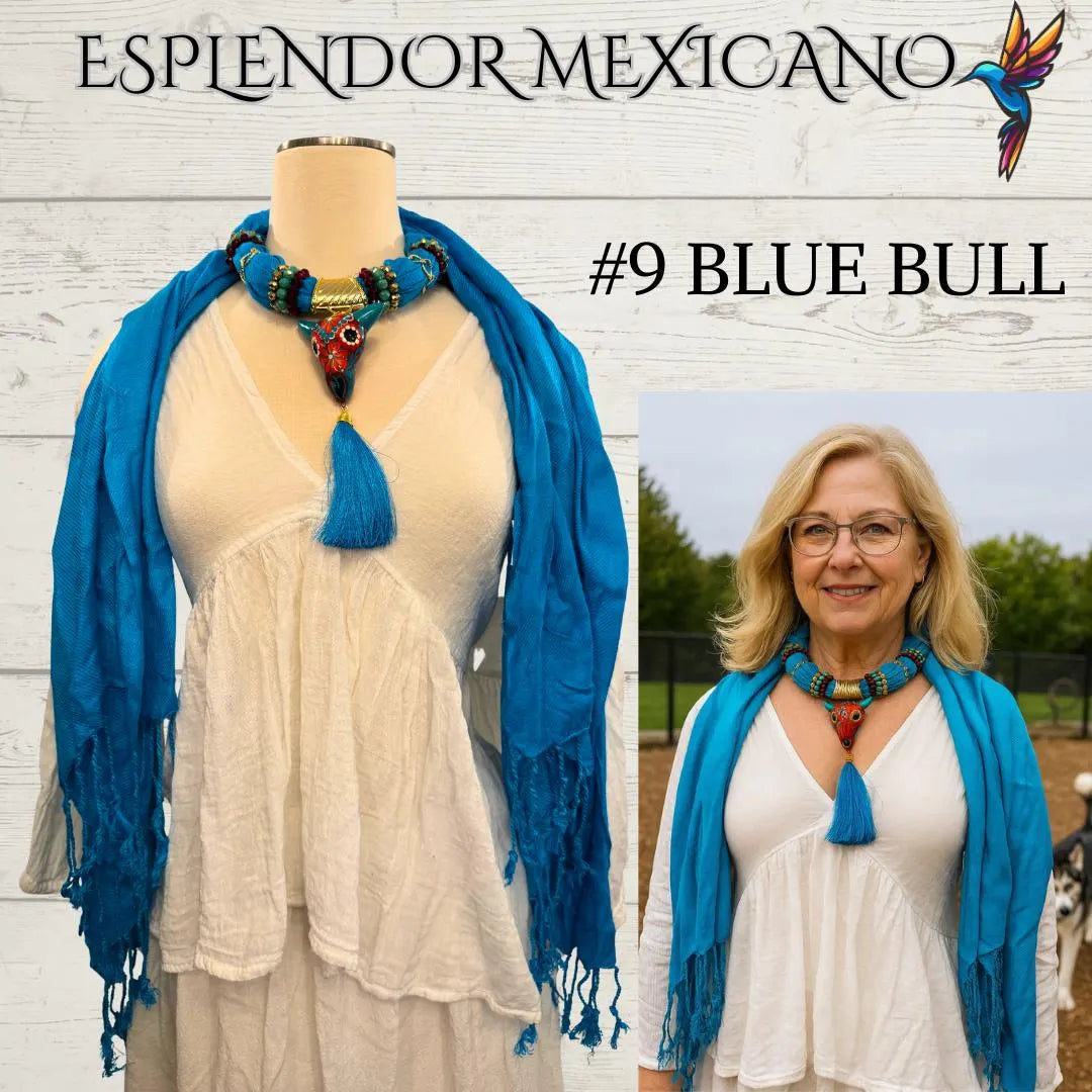 🧣 Handmade Mexican Pashmina with Pendant