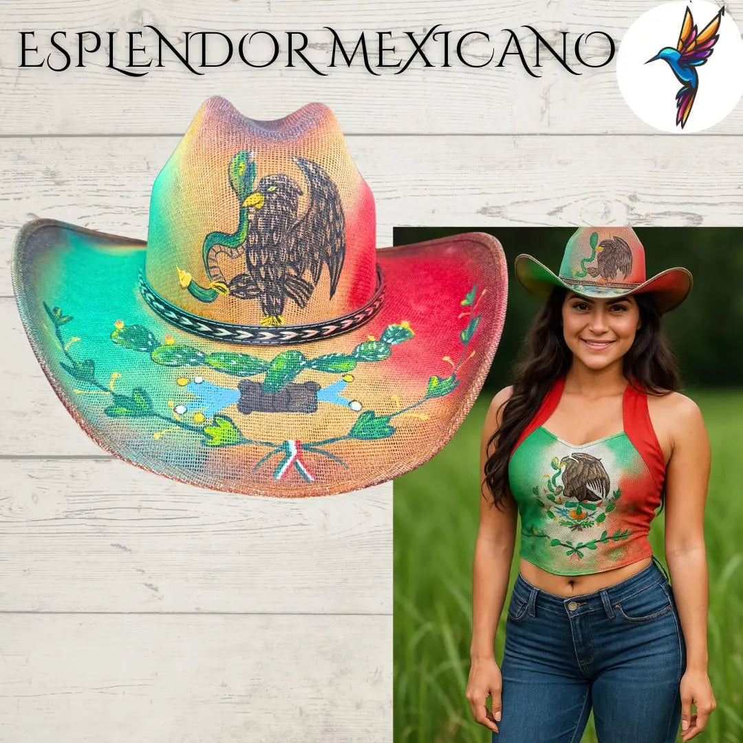 🦅 Hand-Painted Eagle Western Canvas Hat