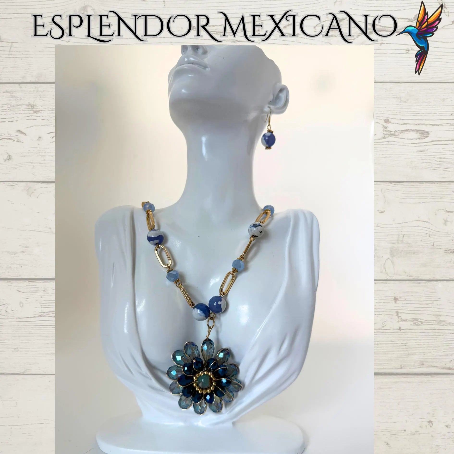 💙🩵🤍 Soft Peaceful Beauty – Agate Necklace Set