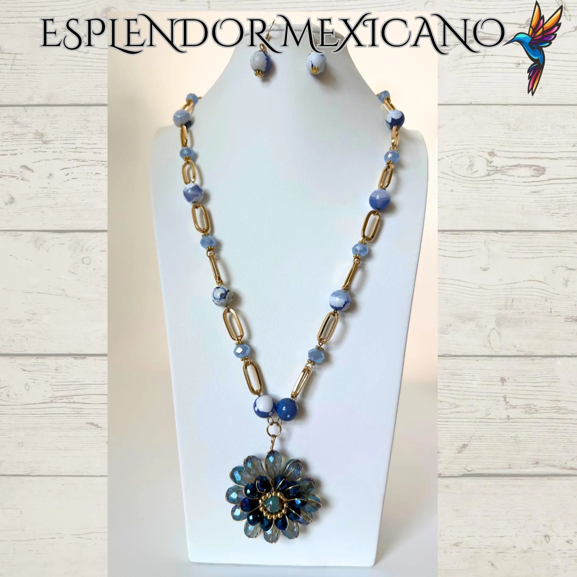 💙🩵🤍 Soft Peaceful Beauty – Agate Necklace Set