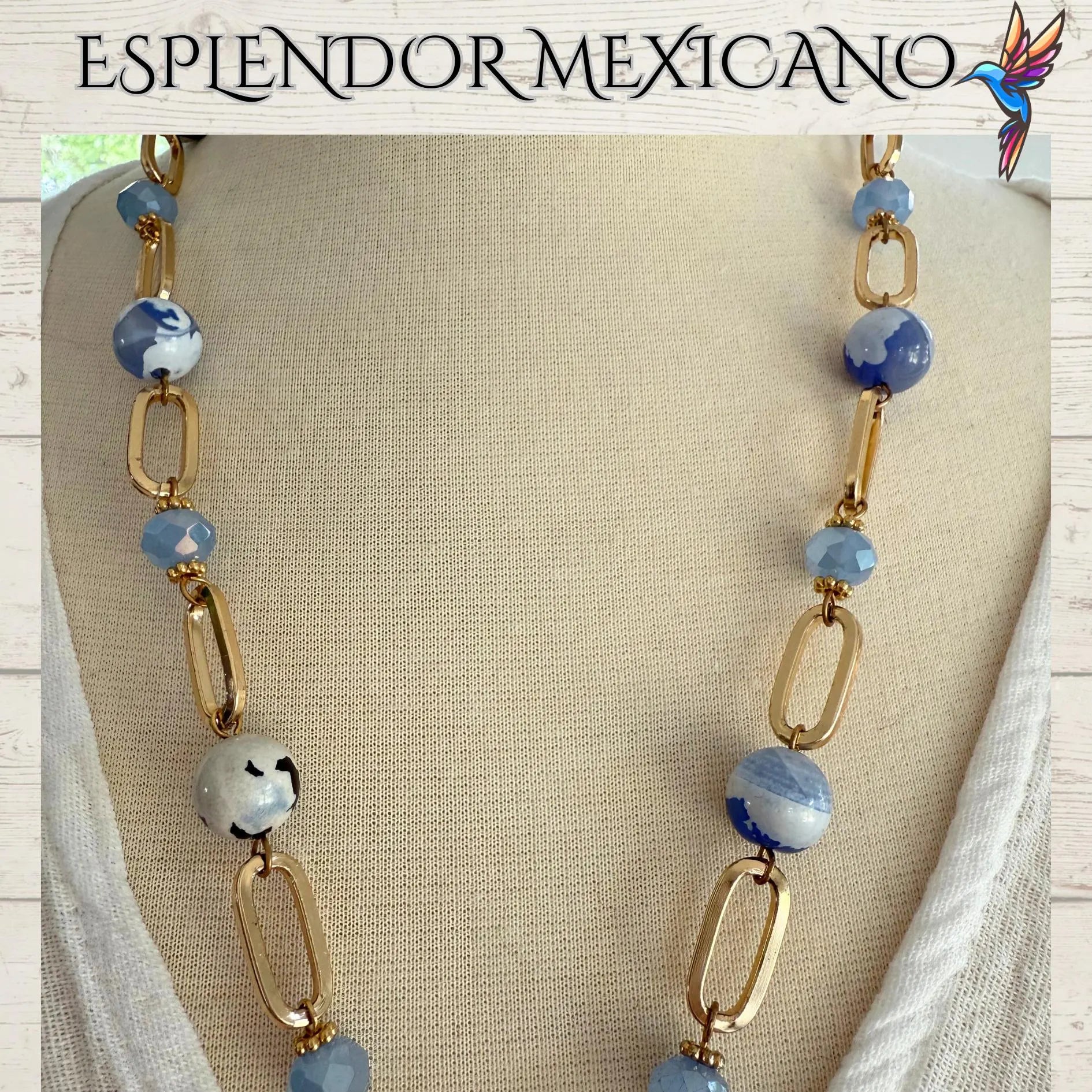 💙🩵🤍 Soft Peaceful Beauty – Agate Necklace Set
