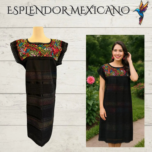 Handmade Oaxacan Mexican Dress/100% Cotton & Hand-Embroidered/Ethical Boho Fashion/ Handmade Dress/Boho Dress/Made in Mexico/Hecho en Mexico