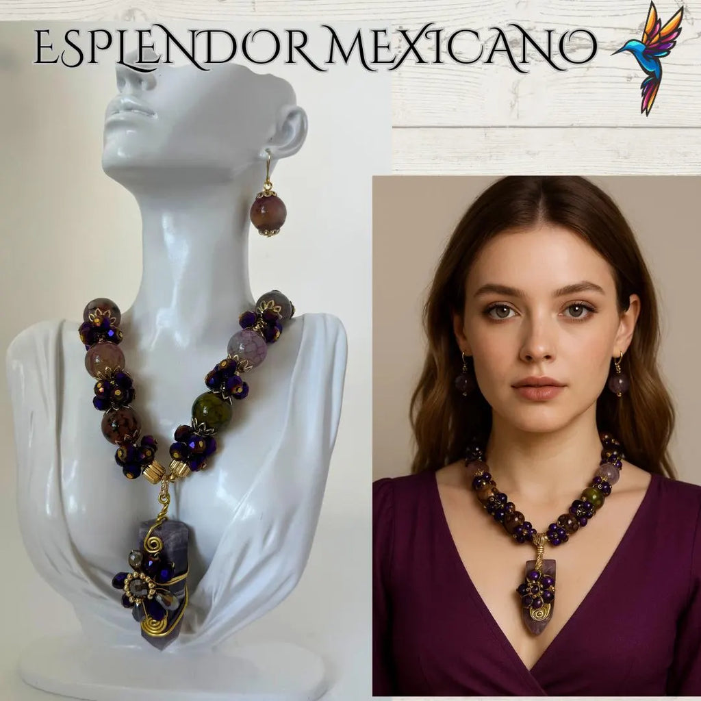 💖 Multi-Agate & Quartz Necklace Set