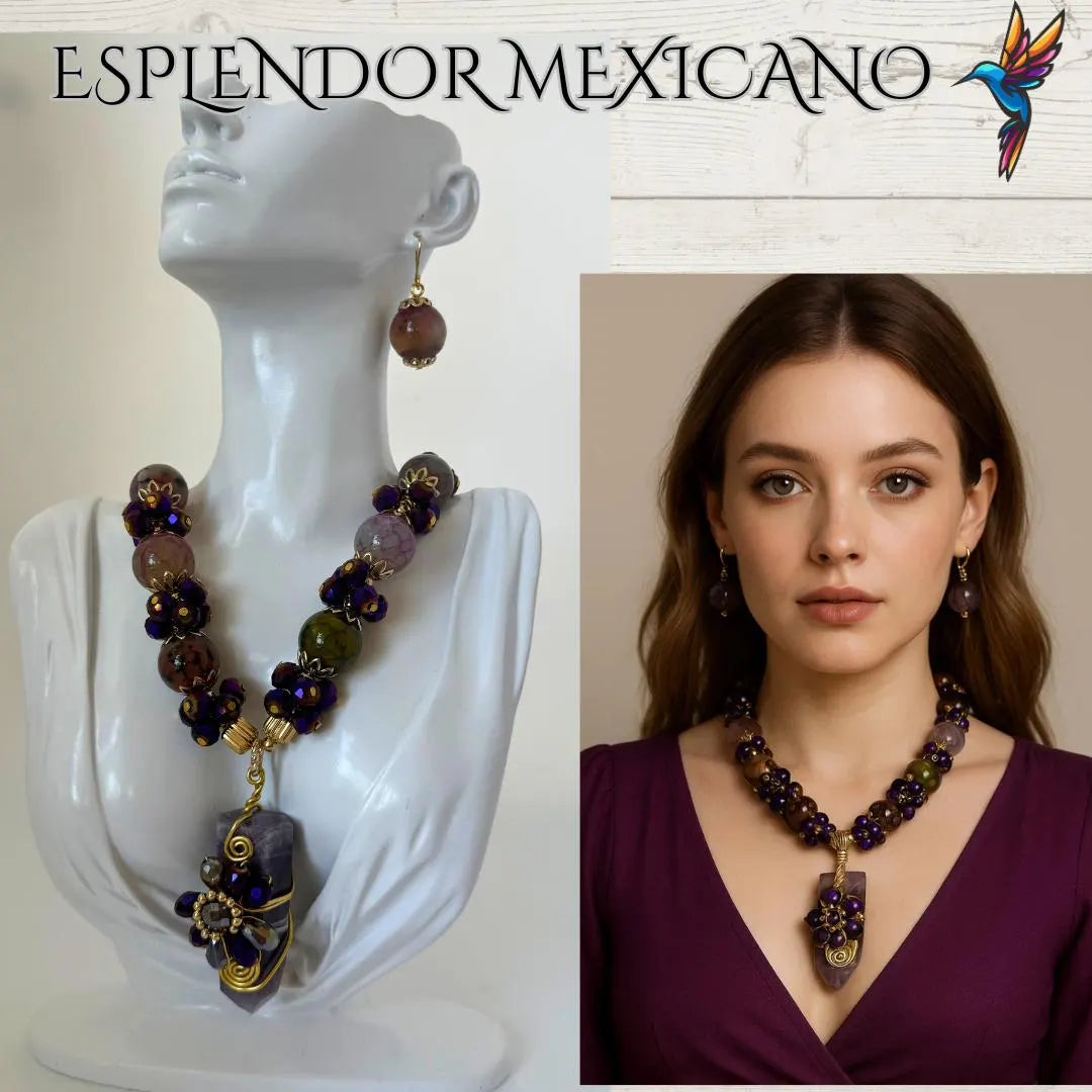 💖 Multi-Agate & Quartz Necklace Set