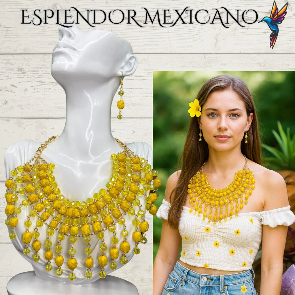 Golden Glow Statement Necklace Set