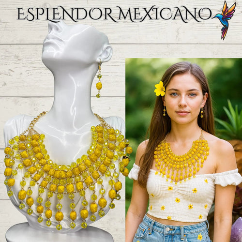 Golden Glow Statement Necklace Set
