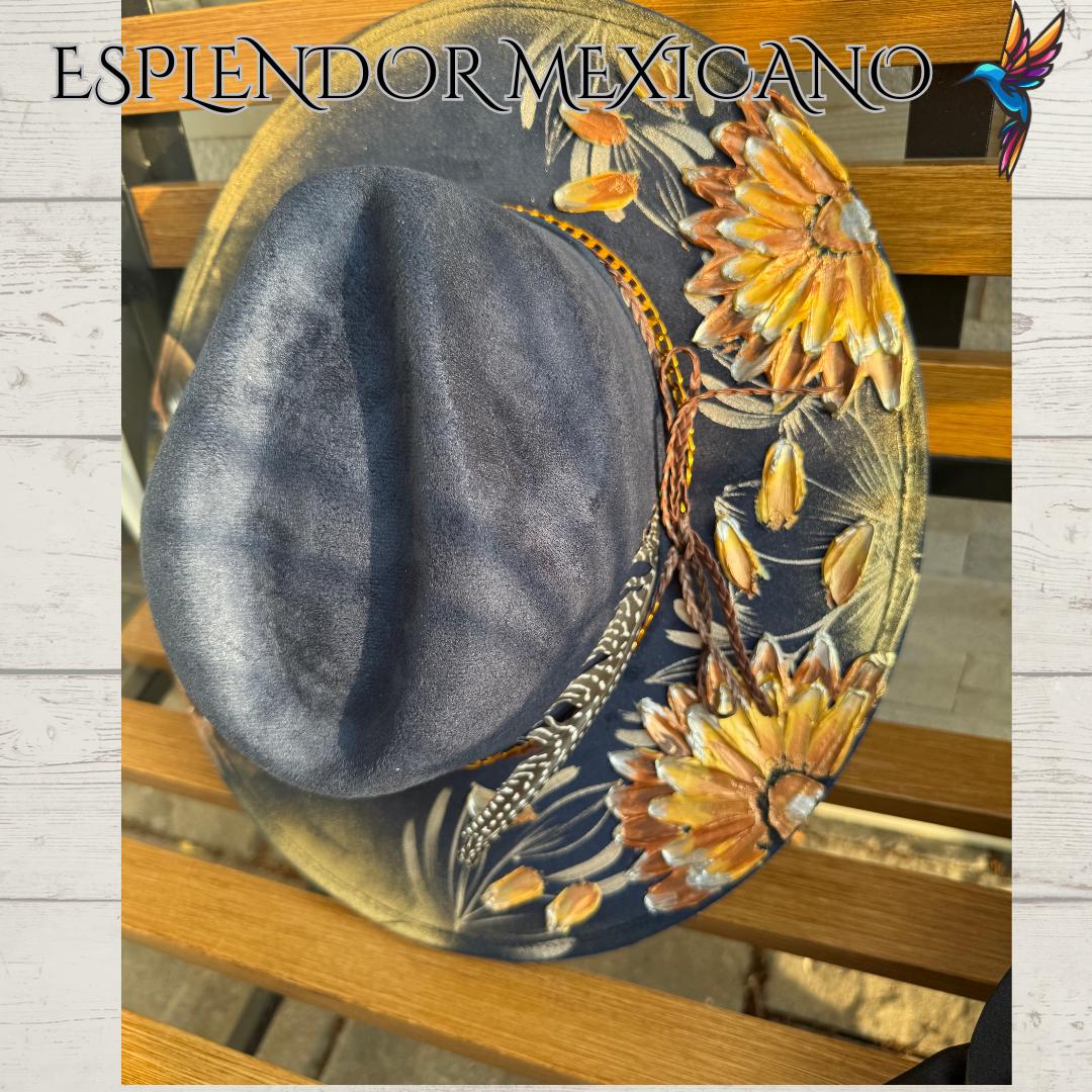 🐆 Handmade Western Hat – Hand-Painted Cougar Design