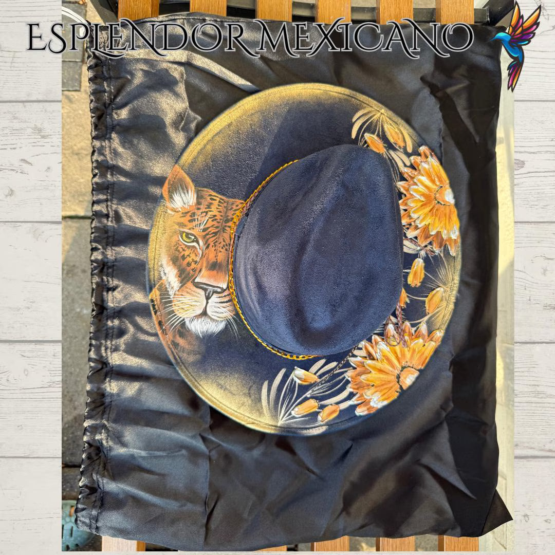 🐆 Handmade Western Hat – Hand-Painted Cougar Design