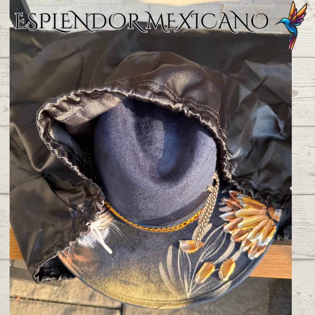 🐆 Handmade Western Hat – Hand-Painted Cougar Design