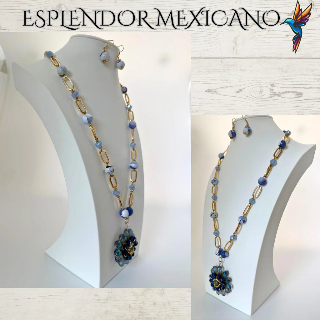 💙🩵🤍 Soft Peaceful Beauty – Agate Necklace Set