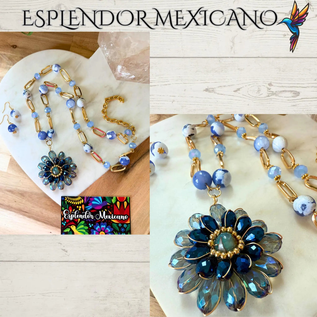 💙🩵🤍 Soft Peaceful Beauty – Agate Necklace Set