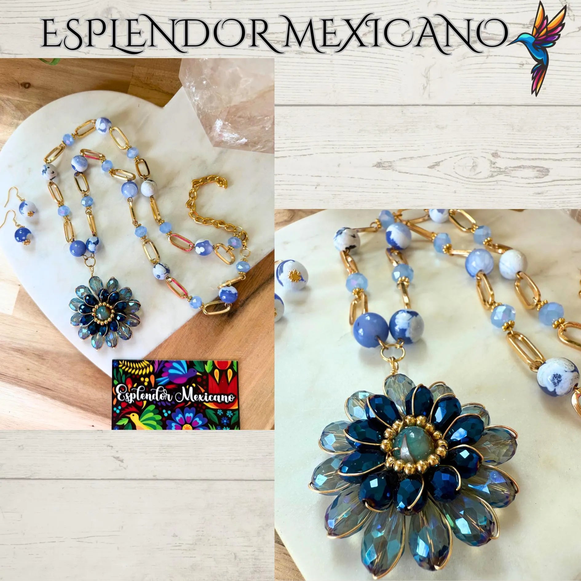 💙🩵🤍 Soft Peaceful Beauty – Agate Necklace Set