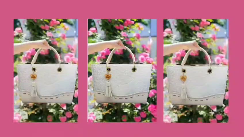 🤍 Artisanal White Cowhide Purse – Convertible Crossbody Set